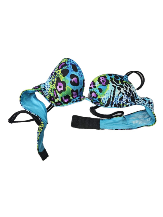 Victoria's Secret Other - Victoria’s Secret neon leopard print padded Push Up Animal Print Blue Bra 34AA